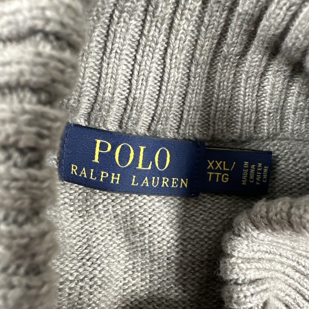 Polo Ralph Lauren Sweater Mens XXl Mock Neck Gray Button Pullover Knit Cotton - Picture 3 of 6